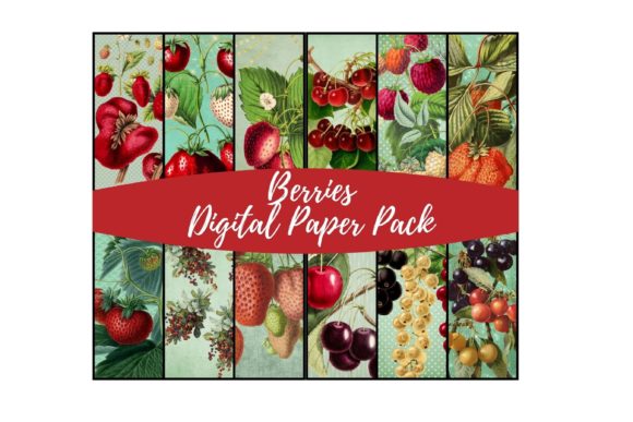 Berries on Green Digital Paper Pack: A Foundation for Vibrant Crafting