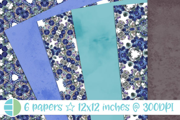 Blue Flower Digital Paper for Creative Projects