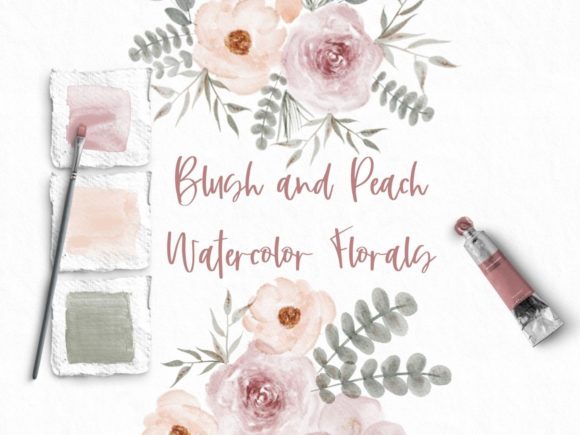 Blush and Peach Watercolor Clip Art for Creative Projects