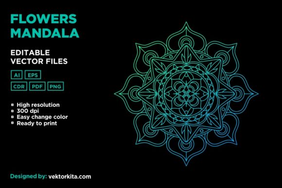 Flowers Mandala: A Versatile Monoline Art