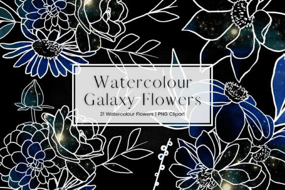 Galaxy Watercolour Flowers Clipart for Beautiful Designs