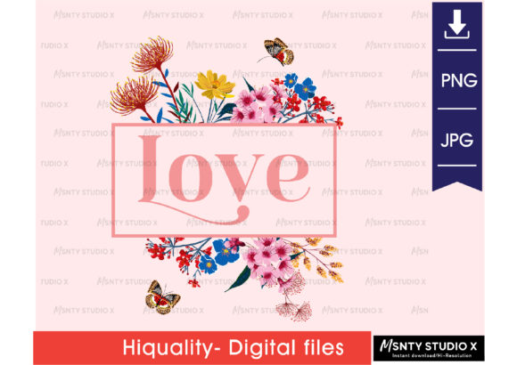 LOVE Flower PNG Designs: Digital Assets for Creative Projects