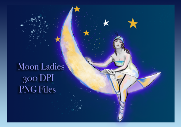 Moon Ladies Sublimation PNGs: Whimsical Halloween Designs