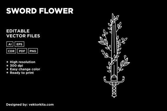 Sword Flower: A Monoline Design for Nature, Style, and Daily Wear