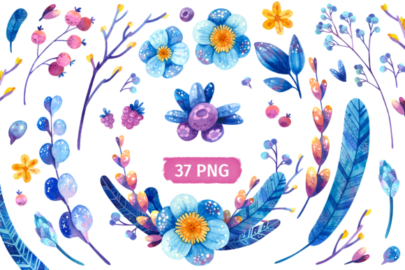 The Quiet Power of Blue Flowers in Digital Watercolor Design