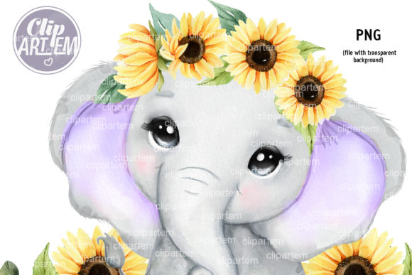 The Rising Star of Digital Design: Purple Sunflower Elephant Girl Clip Art