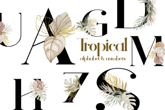 Tropical Leaves & Sunflower Letters: The Art of Floral Alphabet Clipart