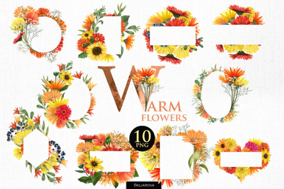 Warm Flowers: A Digital Frame Set for Seasonal Design