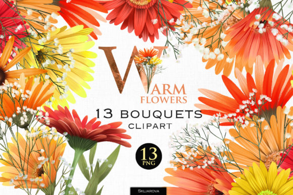 Warm Flowers Bouquets Clipart for Creative Projects