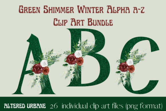 Winter Green Shimmer Alphabet Clip Art: A Tool for Creative Expression
